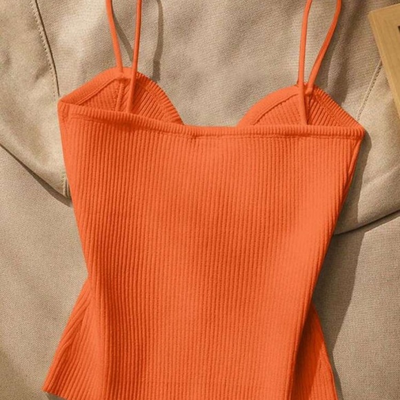 SHEIN Orange and White Knit Camisoles - Picture 3 of 4